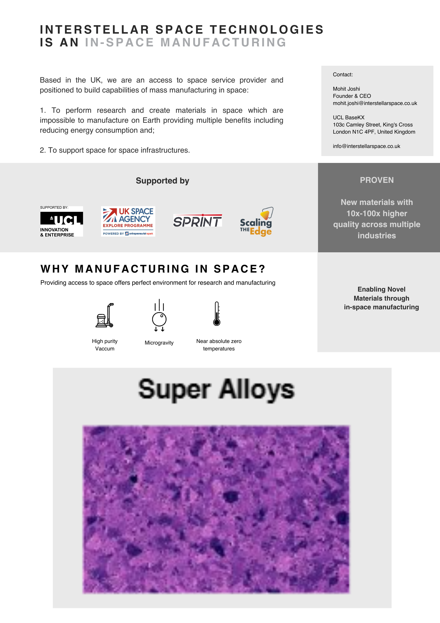 In-space microgravity manufacturing of High Temperature Super Alloys